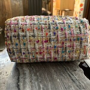 New Nordstrom Tweed Medium Travel Clutch